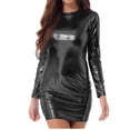 thumbnail image 6 of MSemis Womens Metallic Holographic Long Sleeve Slim Fit Dress Bodycon Party Dress Clubwear, 6 of 7