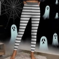 thumbnail image 4 of QATAINLAV Women's Fashion Stripe Printed Leggings Elastic High Waisted Workout Yoga Pants Halloween Tight Bottoms, Dark Gray, L, Birthday Gifts, 4 of 10