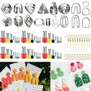 AIFUDA 134 Pcs Polymer Clay Cutters,  16 Shapes Clay Earring Cutters with 48 Round Piercers and 50 Earring Accessories for Girls Earrings Making