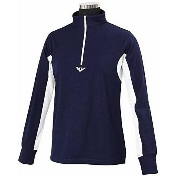 TuffRider Women's Ventilated Technical Long Sleeve Sport Shirt with Mesh, Navy, 3X