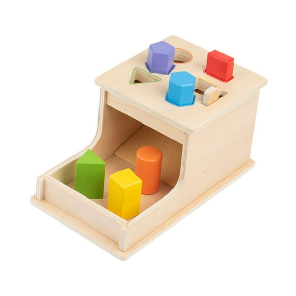 Bunblic Montessori Toy Object Permanence Box Learning Toy Color Shape Sorting Wooden Drop Toy for Boys Girls 1 2 3 Years Old Toddlers