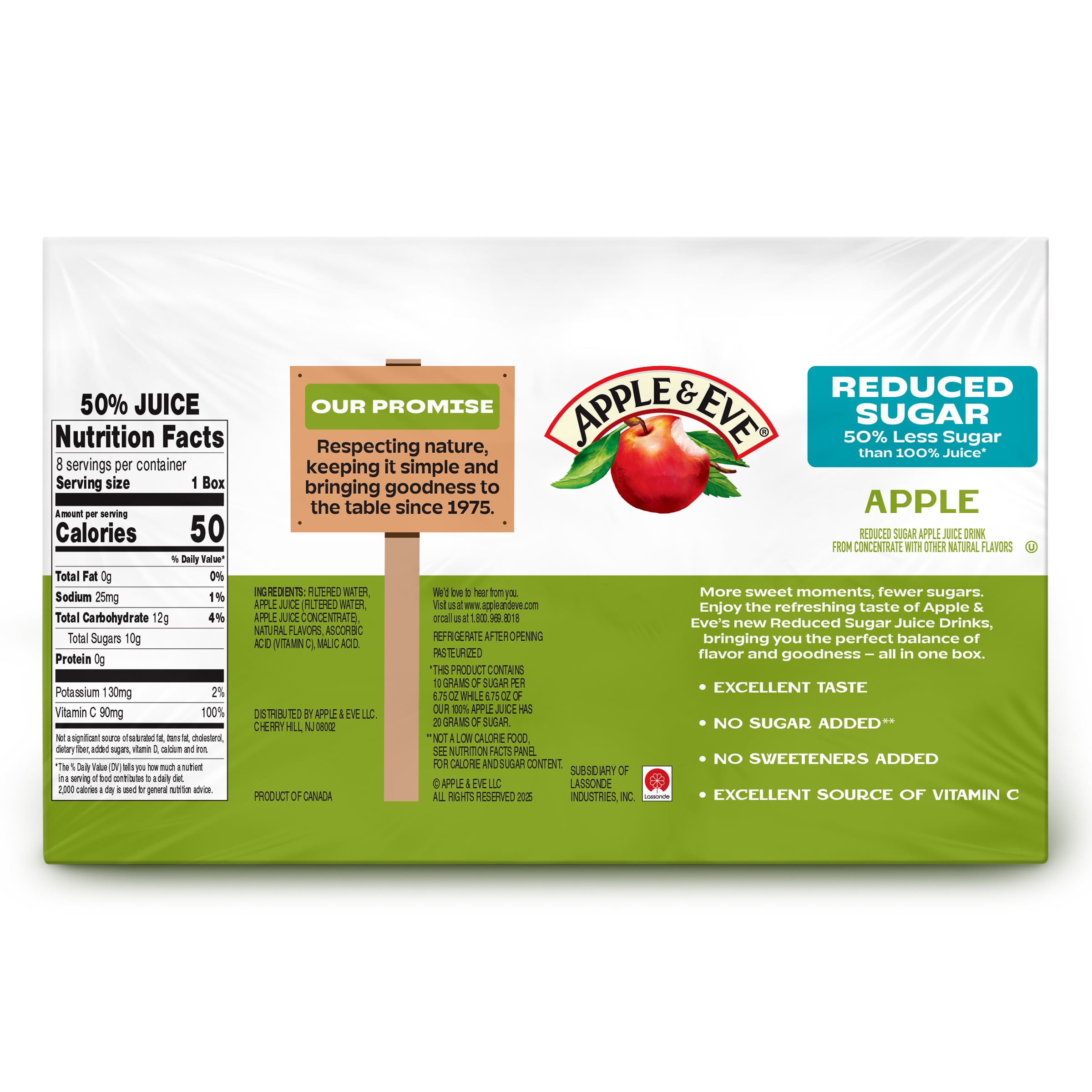 (5 pack) Apple & Eve Reduced Sugar Apple Juice Drink, 6.75 fl oz, 8 Count