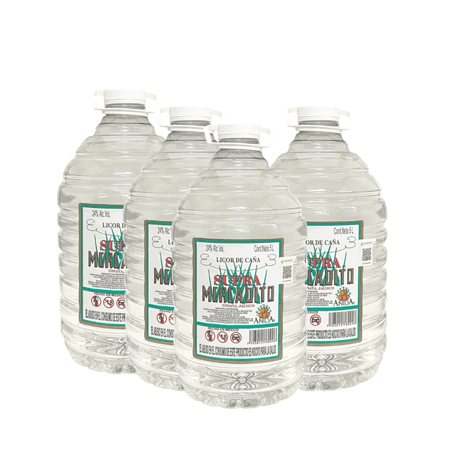 Cuatro Garrafas Licor de Caña Supra Mercadito Blanco 5 L. Supra Mercadito Licor de Caña