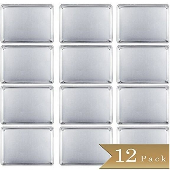 Truecraftware - 9" x 13" Aluminium Commercial Baker's 1/4 Quarter Size Sheets, Set of 12, Baking Trays