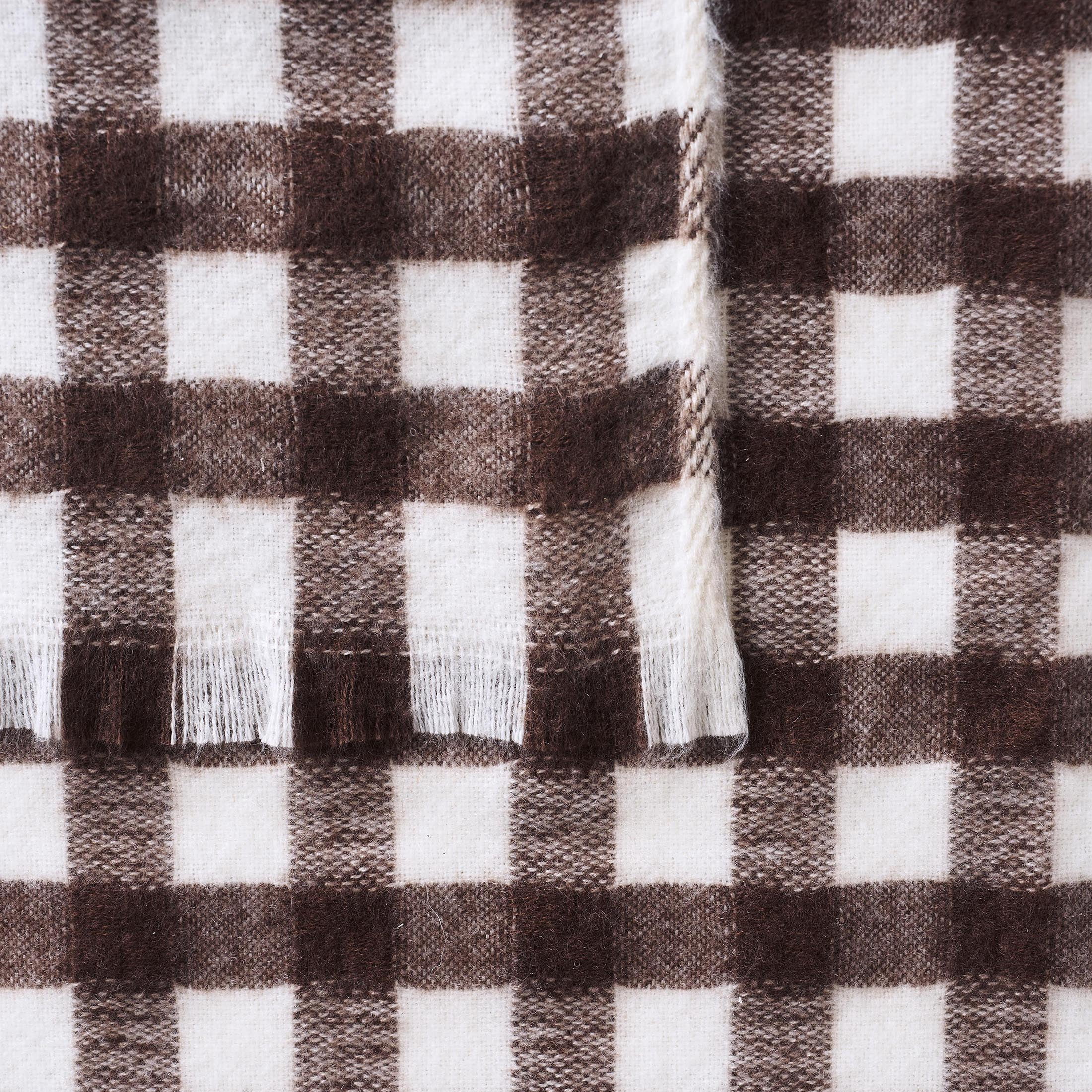 My Texas House Brown Woven Gingham Fringe Throw Blanket, 60 in x 80 in