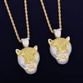 thumbnail image 5 of DUBSS Leopard Head Pendant Gold Color Iced Cubic Zircon Men's Hip Hop Necklace Jewelry, 5 of 6