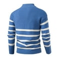 thumbnail image 3 of Wutalume Men's Round Neck Striped Colorblock Sweater with Half Zip Stand Collar Inner Slim Pullover, Versatile for Layering,Blue XL, 3 of 3