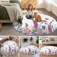 thumbnail image 6 of Watercolor Wildflowers 6ft Round Rugs, Country Botanical Florals Butterfly Washable Non-Slip Area Rugs for Living Room Bedroom Kitchen, Low Pile Dining Room Kicthen Circle Carpet, Indoor Floor Rug, 6 of 9