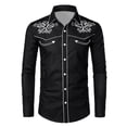 thumbnail image 5 of Cowboy Shirt for Men Western Long Sleeve Button Up Shirts Soft Spring Fall Country Embroidered Top Black XXXL, 5 of 5