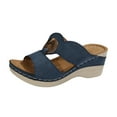 thumbnail image 6 of Orthopedic Sandals for Women Fashion Buckle T-Strap Open Toe Wedge Slides Comfortable Thick Sole Summer Walking Beach Shoes Blue Size 8.5, 6 of 6