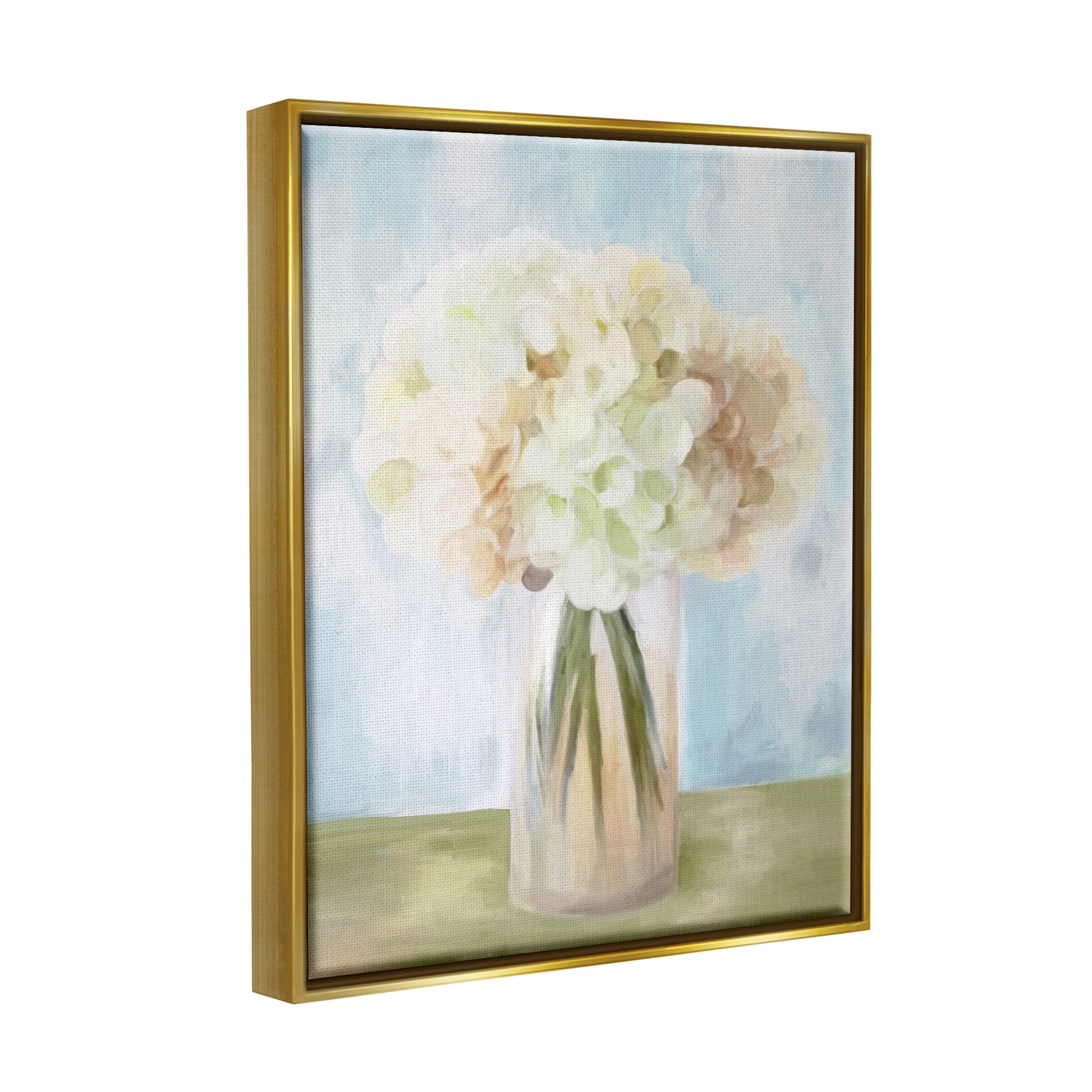 Stupell Industries Muted Hydrangea Bouquet Botanical & Floral Painting Gold Floater Framed Art Print Wall Art, 25 x 31