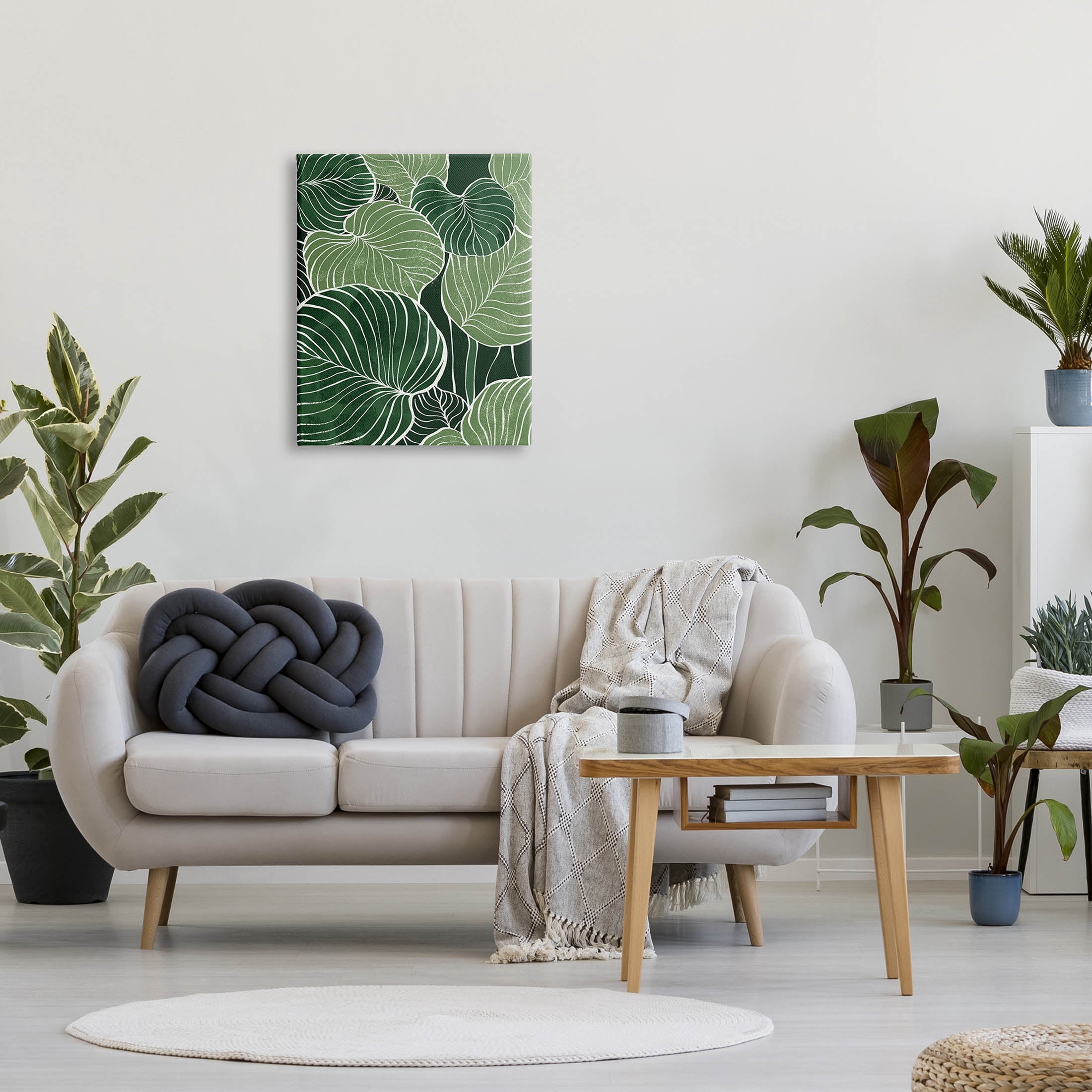 Layered Green Leaf Nature Botanical & Floral Graphic Art Gallery Wrapped Canvas Print Wall Art