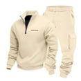 thumbnail image 5 of Men’s Quarter Zip Pullover Sweatshirt and Cargo Jogger Pants Two Piece Set Casual Long Sleeve Tracksuit, 5 of 5