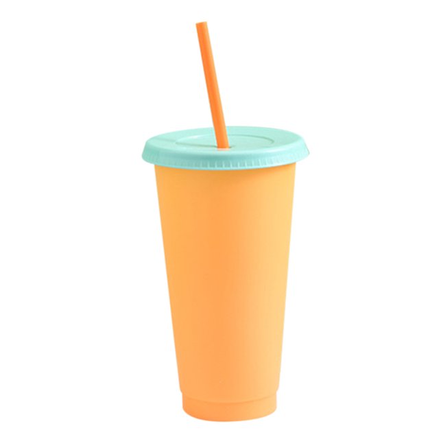 CAROOTU Reusable Plastic Temperature Color Changing Cold Cup Summer Drink Water Mug Cup