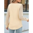 thumbnail image 4 of Womens Long Sleeve Shirts Lace Tops Business Casual Fall Fashion Outfits Clothes Knitted Y2k Blouses  S, 4 of 7