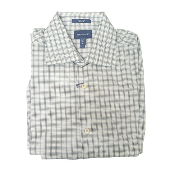 GANT Aqua Tech Prep Heather Check Spread Collar Shirt 3004664 Size M
