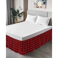 thumbnail image 3 of Red Black Buffalo Plaid Wrap Around Bed Skirts for California King Bed 16" Drop,Bed Skirt with Adjustable Elastic Belt Dust Ruffle Bed Valance for Bedroom Hotel Black Red Checkered Bed Frame Cover, 3 of 6