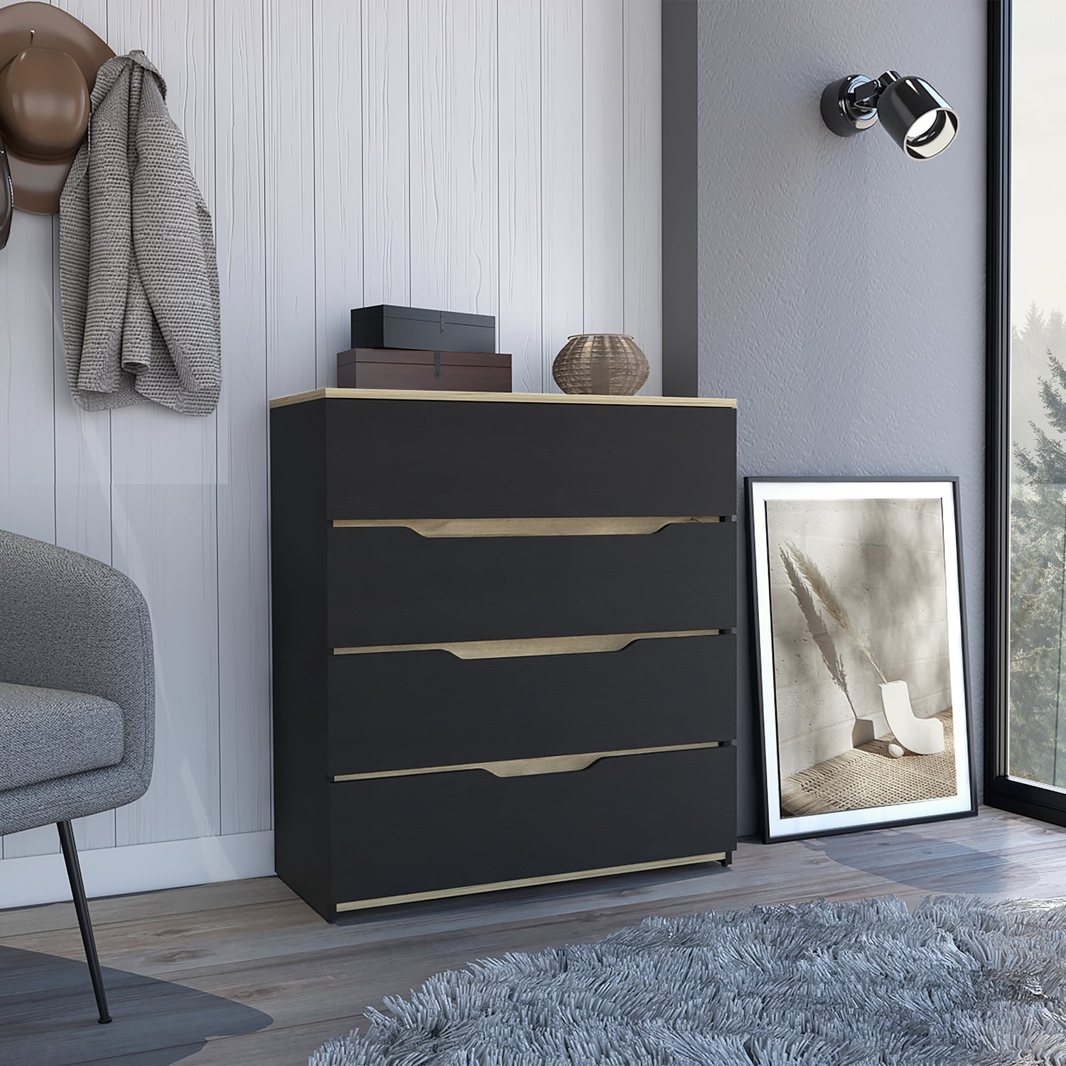 Kadyn Nursery Dresser, Four Legs, Four Drawers, One Double Drawer, Chest of Drawers for Living Room, White Storage Cabinet Kadyn Nursery Dresser, Four Legs, Four Drawers, One Double Drawer, Chest of Drawers for Living Room, White Storage Cabinet