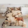 thumbnail image 3 of Homewish Safari Moose Deer Full Size Comforter Sets,Retro Rustic Hydrangea Bedding Comforter Set,Brown Beige Bedding Sets For Girl Kids,Super Cozy Room Decor Reversible,3pcs, 3 of 9