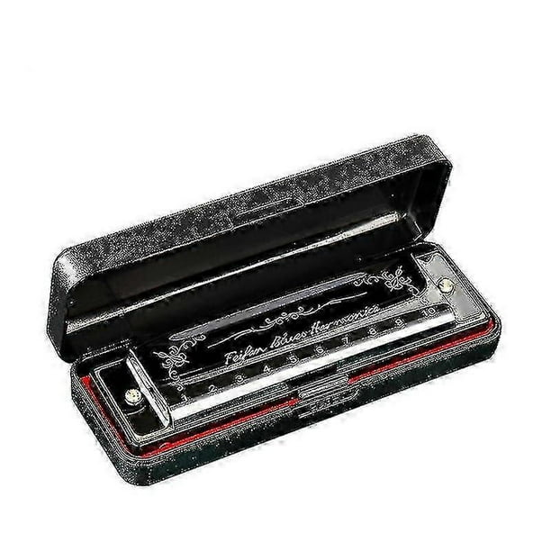 10 Hole 20 Harmonica Blues Deluxe Harmonica: Beginner C Harmonica - Black