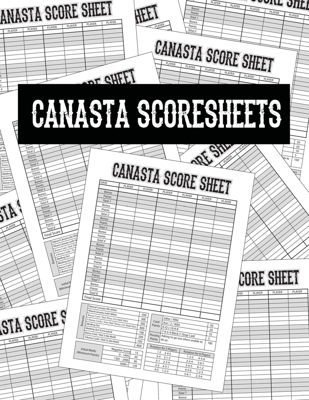 Canasta Score Sheets : Scoring Pad for Canasta Card Game - Game Record