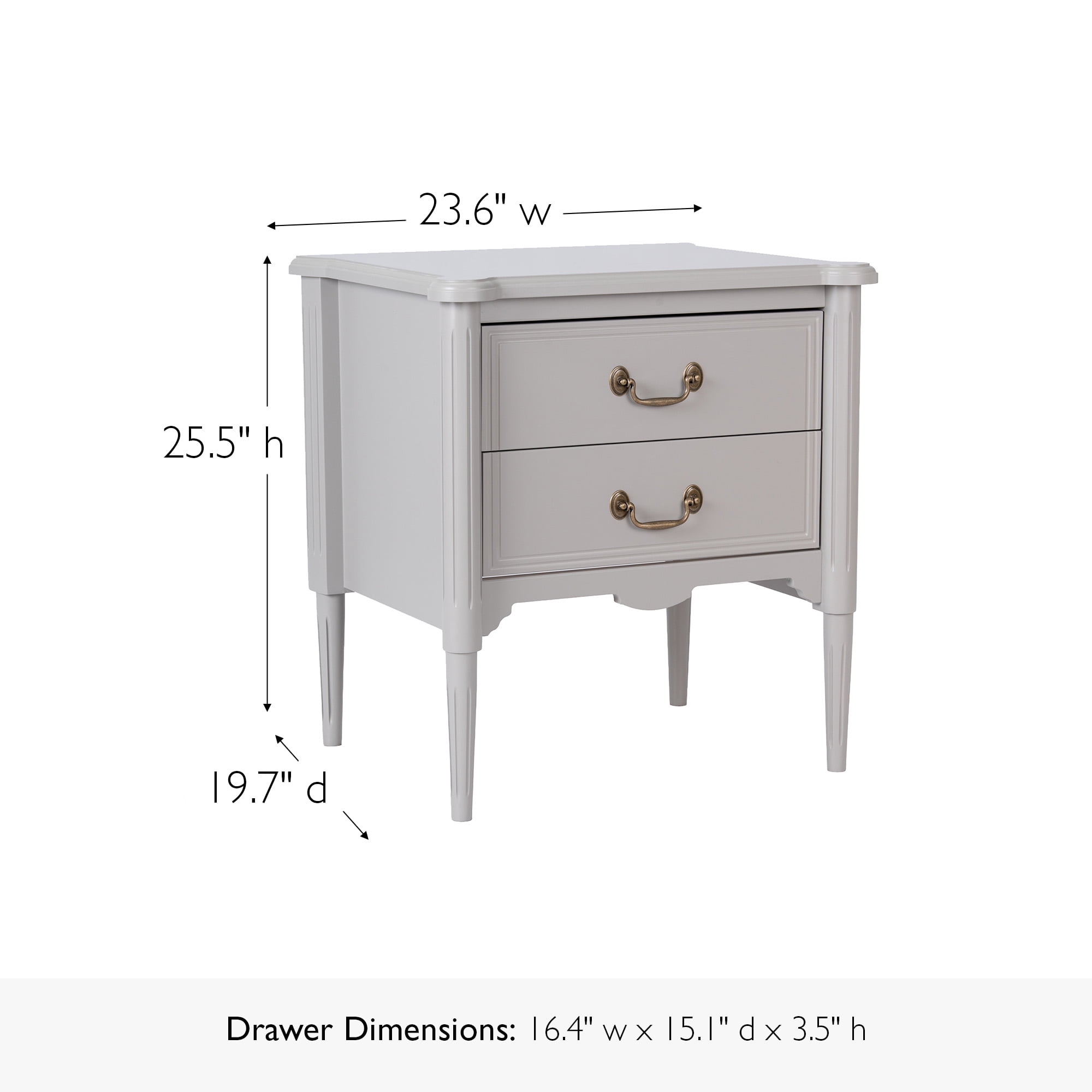 Design House Oxford End Table with Drawers, Gray