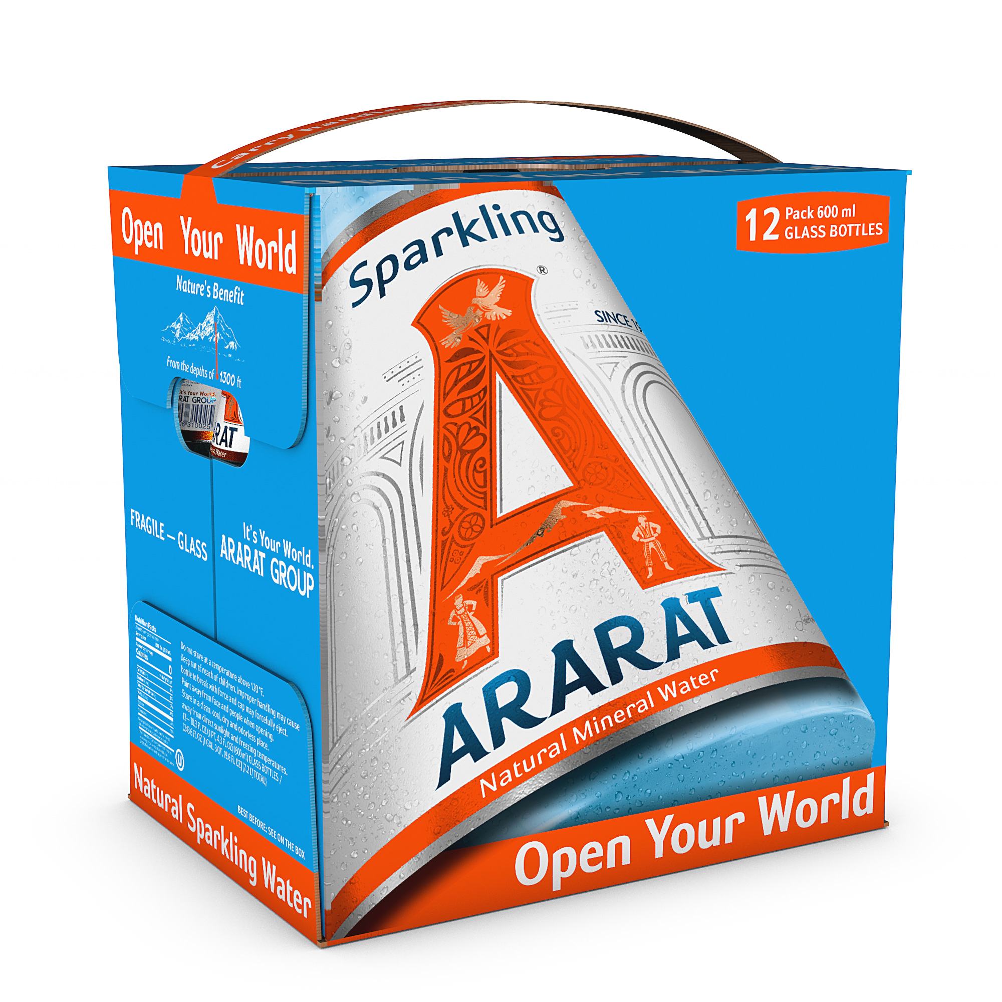 ARARAT glass 7.2-Liter Sparkling High Mineral Water CASE