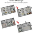 thumbnail image 4 of BUZIFU Jewellery Organiser Tray Stackable Velvet Jewelry Trays Organizer Jewelry Storage Tray for Drawer Jewelry Divider Showcase Display Box Earring Necklace Bracelet Ring Organizer, Set of 4 (Grey), 4 of 8