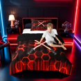 thumbnail image 3 of meiyoeat Neon Lights Twin Comforter Sets for Boys, Sci-Fi Red Gaming Bedding Set, Black Reversible 2-Piece, 1 Comforter and 1 Pillowcase, 3 of 6