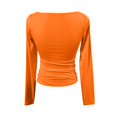 thumbnail image 4 of UoCefik Tight Long Sleeve Shirts for Women Solid Color Fitted Crop Top Tight Round Neck Trendy T-Shirts Fall Work Basic Clothes Saffron M, 4 of 5