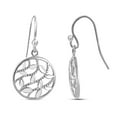 thumbnail image 5 of LeCalla 925 Sterling Silver Hypoallergenic French Wire Filigree Leaf Diamond-Cut Drop Dangling Earrings for Women and Teen 26MM, 5 of 7