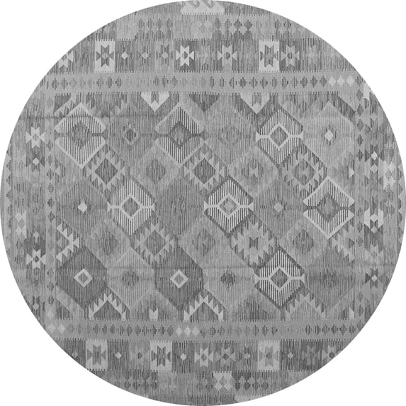 Ahgly Company Indoor Round Abstract Gray Contemporary Area Rugs, 3' Round