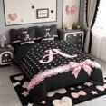 thumbnail image 2 of Manfei Letter A Print 7-Piece Twin Bedding,Pink Dreamy Bow Bedding Comforter Set,Black Reversible, 2 of 7