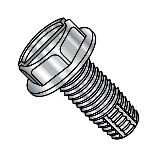 10-24X1/2 Slotted Indented Hex Washer Thread Cutting Screw Type F Fully Thread 18-8 Stain (Pack Qty 3,000) BC-1008FSW188