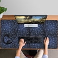 thumbnail image 4 of Long Mouse Pads for Desk,Dark Blue Christmas Snowflake Pattern Desk Mats on Top Of Desks, Desk Mouse Pad Extra Large with 3mm Non-Slip Base and Stitched Edge for Gaming,Office,Work,Home 47.3x23.6in, 4 of 5
