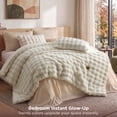 thumbnail image 4 of U by Bedsure Fluffy Comforter Set Queen, White Faux Fur Comforter Set, Soft Shaggy Plush Bubble Queen Size Bedding Comforter Sets, 3 Pieces Luxury Fuzzy Bed Set, 4 of 10