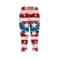 thumbnail image 5 of qelini USA Flag Leggings for Women Plus Size Summer Capris Pants Elastic Waist Print Tights Daily Wear, 5 of 5