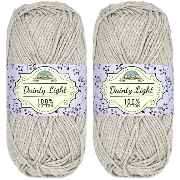 JubileeYarn Dainty Light Yarn - 100g/Skein Worsted Weight Cotton - 110 Vapor Grey - 2 Skeins
