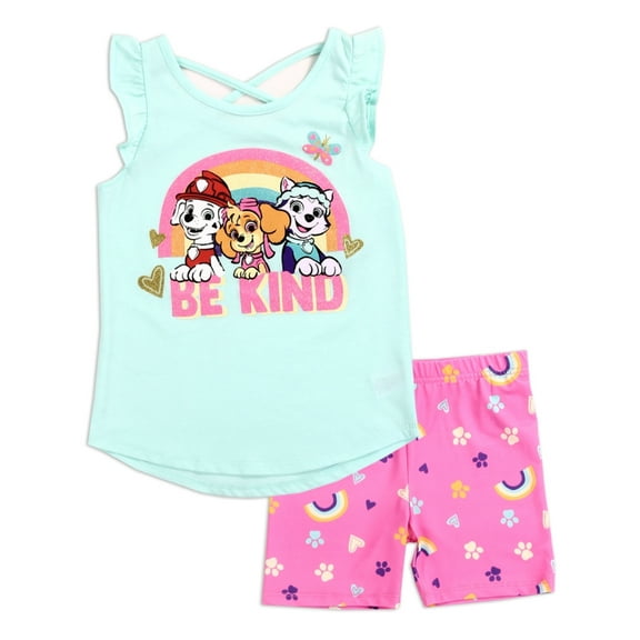 Paw Patrol Girls' Be Kind Top and Bike Shorts Set (Toddler Girls & Little Girls)