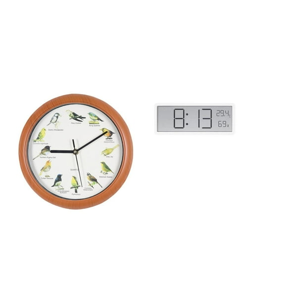 Reloj de pared,Reloj de pared con pájaro cantor Relojes de pared con pájaros,Relojes de pájaros con sonido Reloj decorativo que canta,Reloj de pared digital,Reloj de pared digital