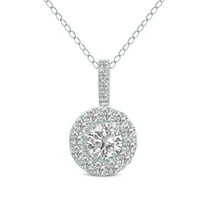 SZUL Women's 1 Carat TW Halo Lab Grown Diamond Pendant in 14K White Gold