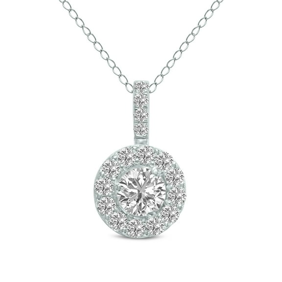 SZUL Women's 1 Carat TW Halo Lab Grown Diamond Pendant in 14K White Gold