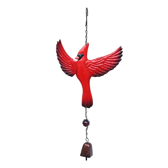 Worgeous Retro Wind Chime with Exquisite Red Bird Design for Garden Decoration Made of Durable Iron 6.5 Inches