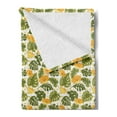 thumbnail image 2 of Leaves Soft Flannel Fleece Throw Blanket, Monstera Plants and Blossoming Flowers from Hawaii Tropical, Cozy Plush for Indoor and Outdoor Use, 70" x 90", Olive Green Pale Yellow, by Ambesonne, 2 of 5