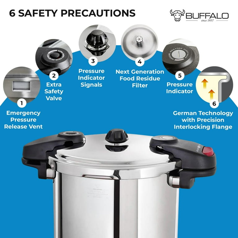 BUFFALO S S Pressure Cooker QCP408 8 Quart Scratch Resistant Non stick Suitable for Induction Stove Walmart