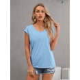 thumbnail image 3 of Nlife Women V Neck Cap Sleeve Basic T-Shirt, 3 of 5