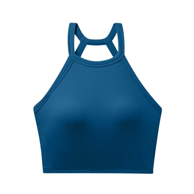 AherBiu Crop Tank Tops for Women with Built in Bra Ribbed Knitted Camisole Basic Going out Sleeveless Tops