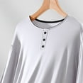 thumbnail image 4 of Dsseng Hauts de Sommeil pour Femmes Amples Simples Blouse Unie à Boutons pour Femmes Confortable Décontractée à Manches Longues Col Ras du Cou Haut de Pyjama pour Femmes, 4 of 4