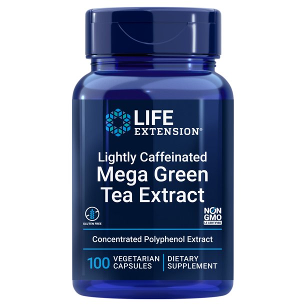 Life Extension Lightly Caffeinated Mega Green Tea Extract, 98 EGCG Polyphenols Supports Cell