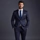 thumbnail image 2 of Trajes formales de dos piezas para hombre, traje elegante de color azul marino, botonadura con solapa y una sola de muesca, ajustado, informal, para oficina y negocios, 2 of 5